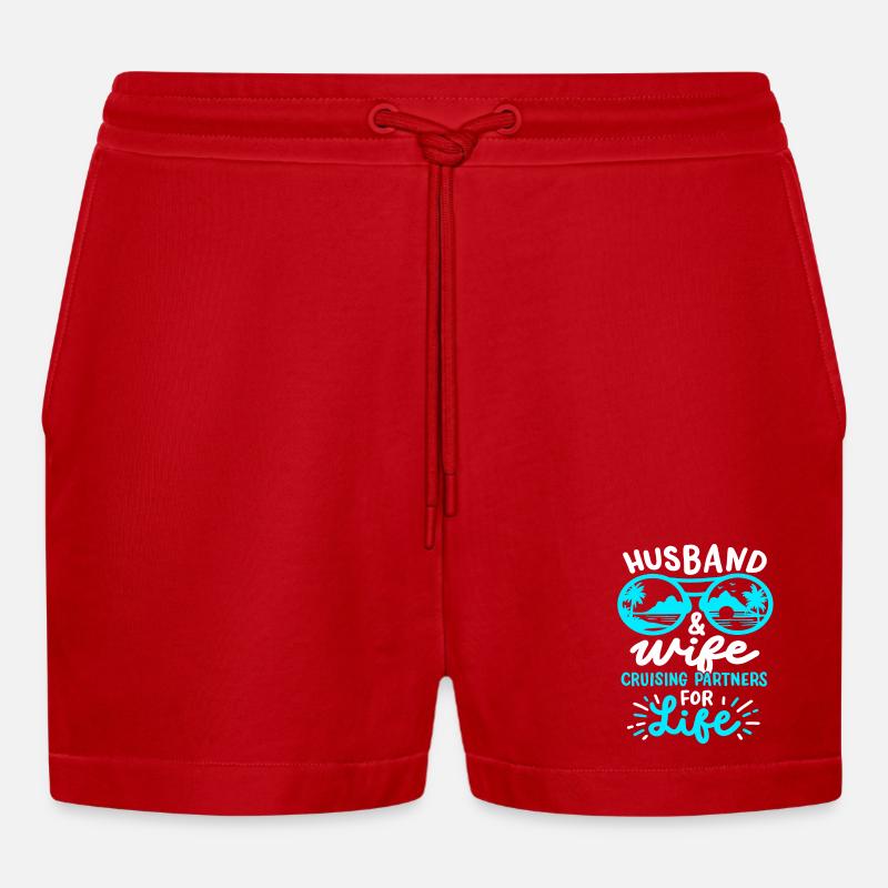 Ehemann Ehefrau Kreuzfahrt - Organic Relaxed Cropped Shorts Made in EU - Rot