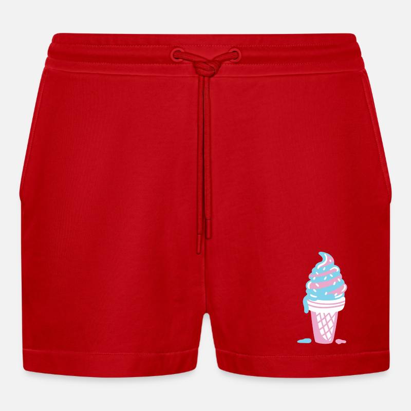 Eis Eiscreme - Organic Relaxed Cropped Shorts Made in EU - Rot