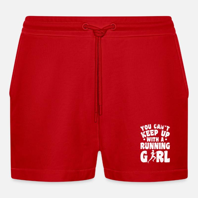 Laufendes Mädchen - Organic Relaxed Cropped Shorts Made in EU - Rot