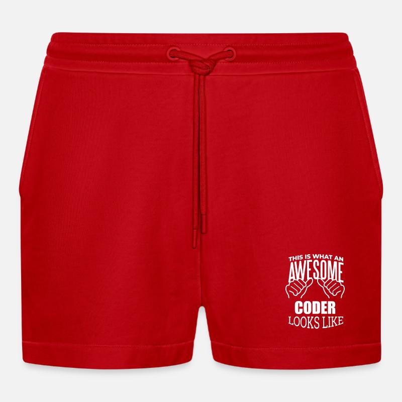 Coder - Organic Relaxed Cropped Shorts Made in EU - red
