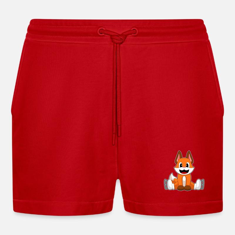 Fuchs Eislaufen Schlittschuhe - Organic Relaxed Cropped Shorts Made in EU - Rot