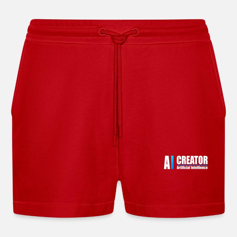 AI Creator Artificial Intelligence Enthusiast - Organic Relaxed Cropped Shorts Made in EU - red