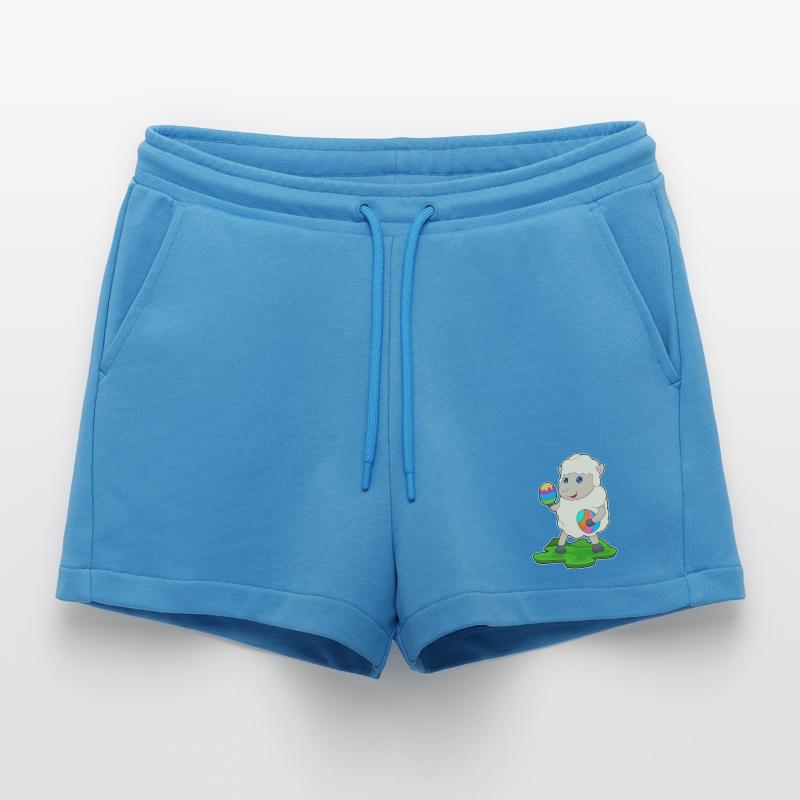 Sheep Easter Easter Eggs Organic Relaxed Cropped Shorts Made in EU