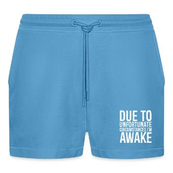 aufgrund unglücklicher Umstände bin ich wach - Organic Relaxed Cropped Shorts Made in EU -  Sol Blue - Vorne