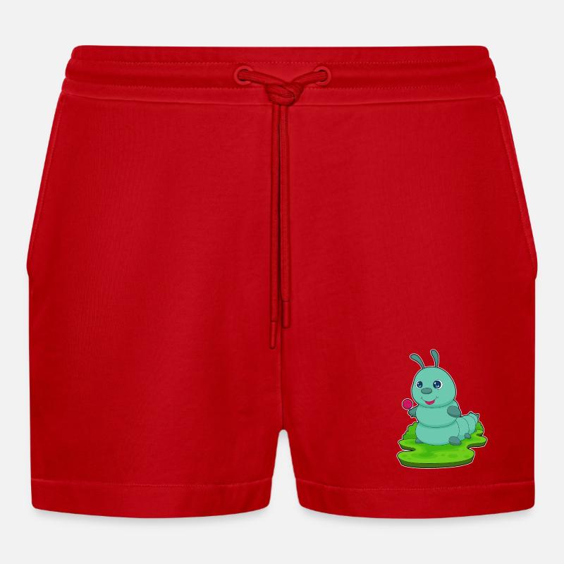 Sucette chenille - Short bio décontracté court fabriqué en UE - rouge