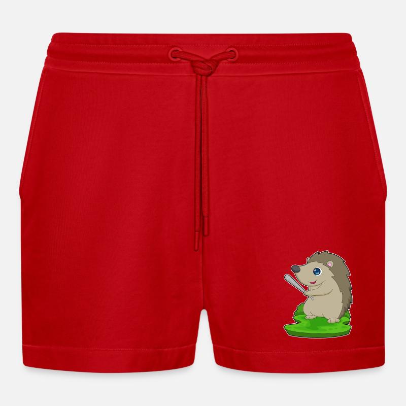 Hérisson Baseball Batte de Baseball - Short bio décontracté court fabriqué en UE - rouge