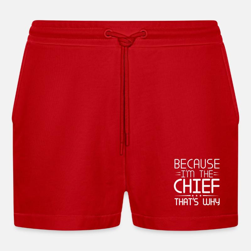 Parce que je suis le chef, c’est pourquoi - Short bio décontracté court fabriqué en UE - rouge