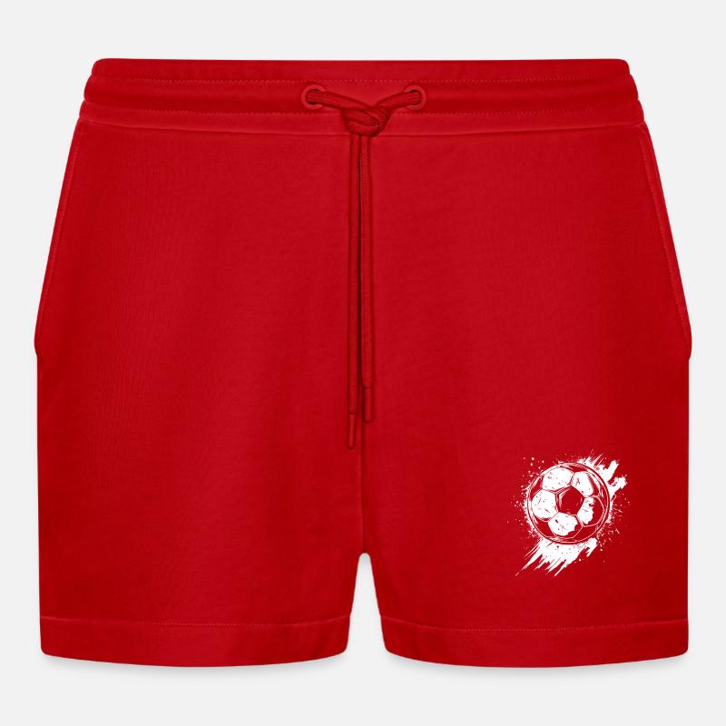 Fußball Graffiti - Organic Relaxed Cropped Shorts Made in EU - Rot