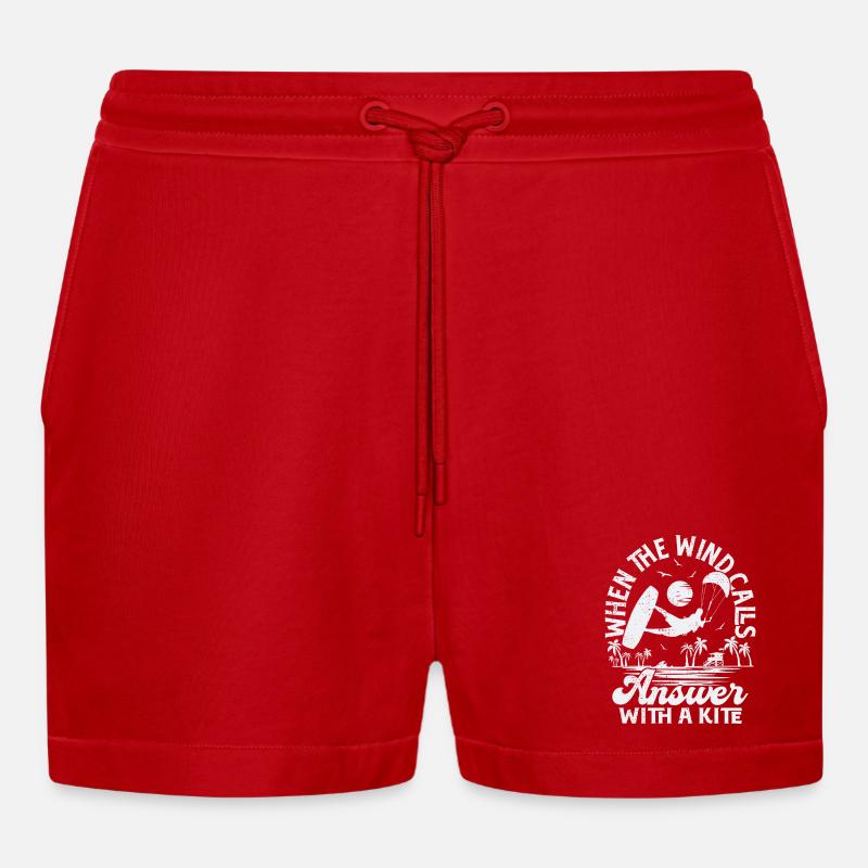 When the wind calls answer with a kite - Organic Relaxed Cropped Shorts Made in EU - Rot
