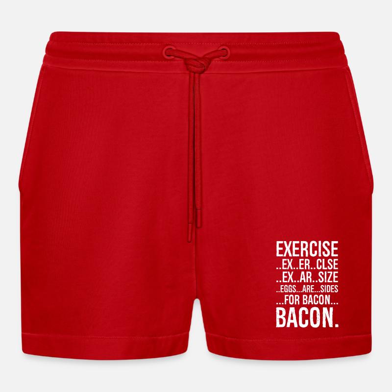 Exercise bacon - Organic Relaxed Cropped Shorts Made in EU - red