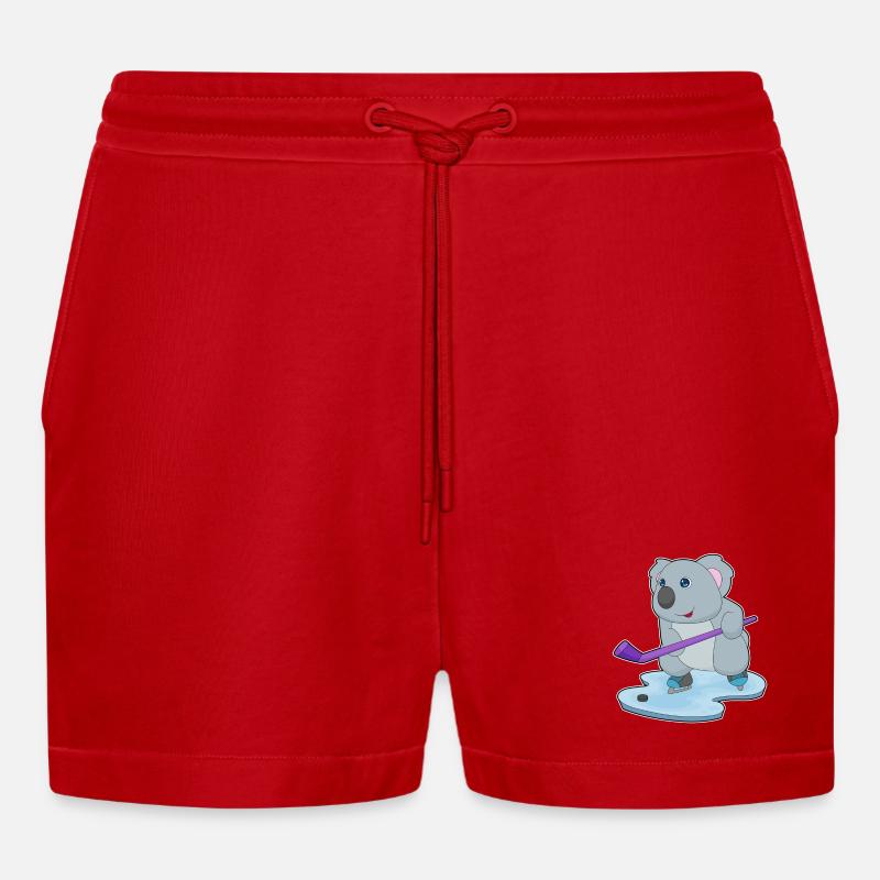 Koala Eishockey Eishockeyschläger - Organic Relaxed Cropped Shorts Made in EU - Rot