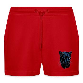 Panther Leopard Raubkatze Süße Großkatze Panter - Organic Relaxed Cropped Shorts Made in EU - Rot - Vorne