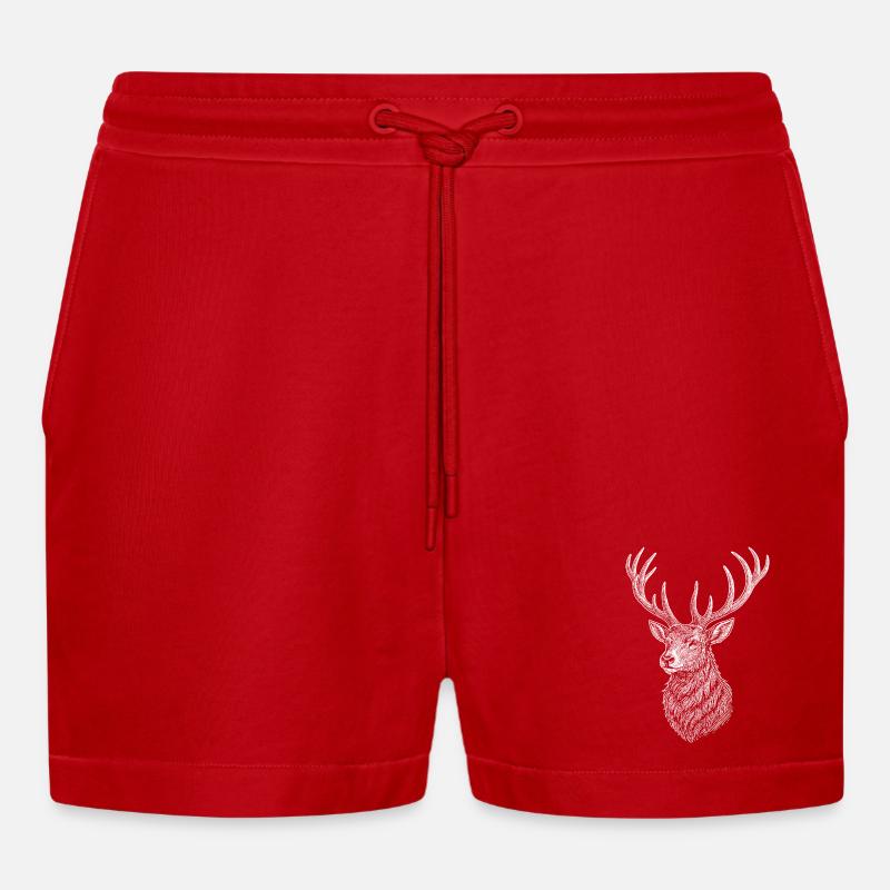 Deer - Organic Relaxed Cropped Shorts Made in EU - red