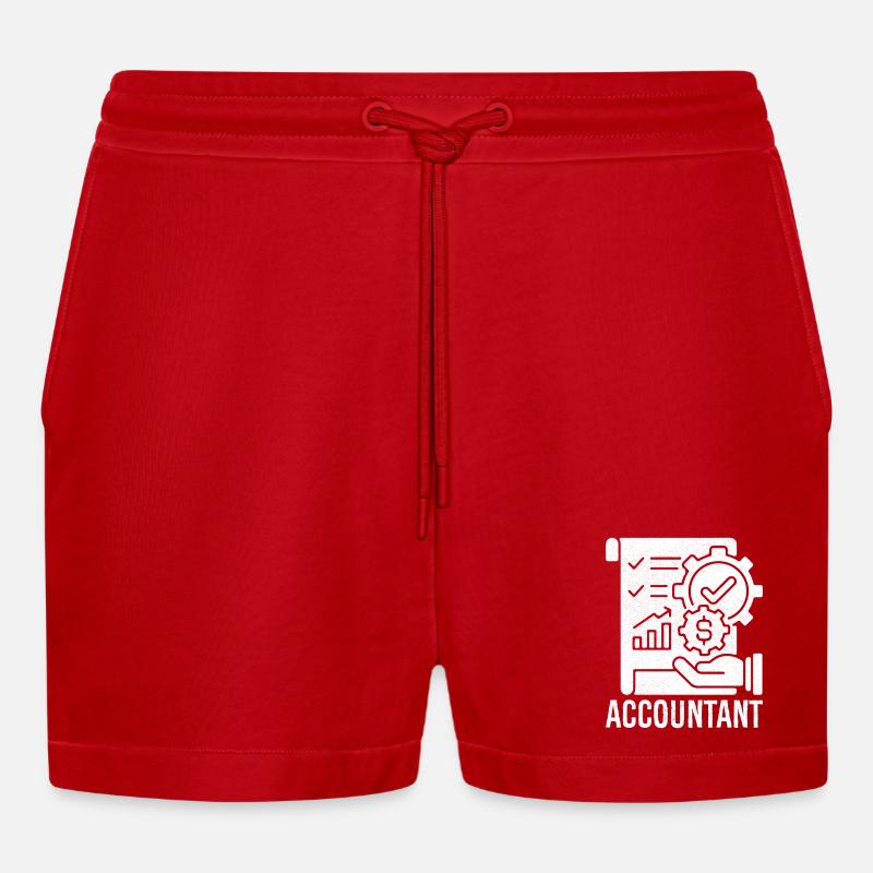 Comptable Vintage - Short bio décontracté court fabriqué en UE - rouge