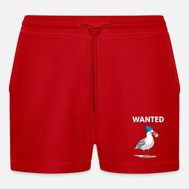 Gesucht Möwe Eiscreme Abenteuer - Organic Relaxed Cropped Shorts Made in EU - red