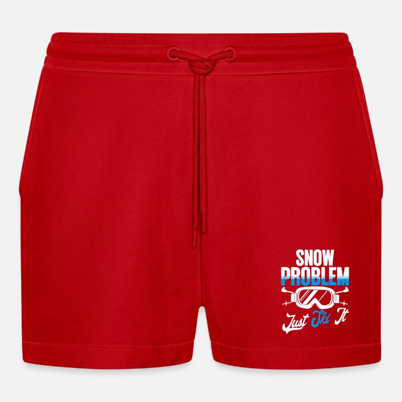 Ski Skifahrer Wintersport Snow problem - Organic Relaxed Cropped Shorts Made in EU - Rot