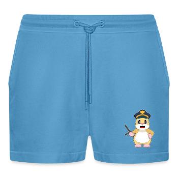 Hamster Policeman Baton Police - Organic Relaxed Cropped Shorts Made in EU -  Sol Blue - Front
