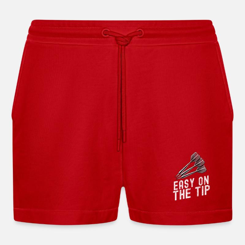 Dartscheibe mit Präzisionspfeil-Design - Organic Relaxed Cropped Shorts Made in EU - Rot
