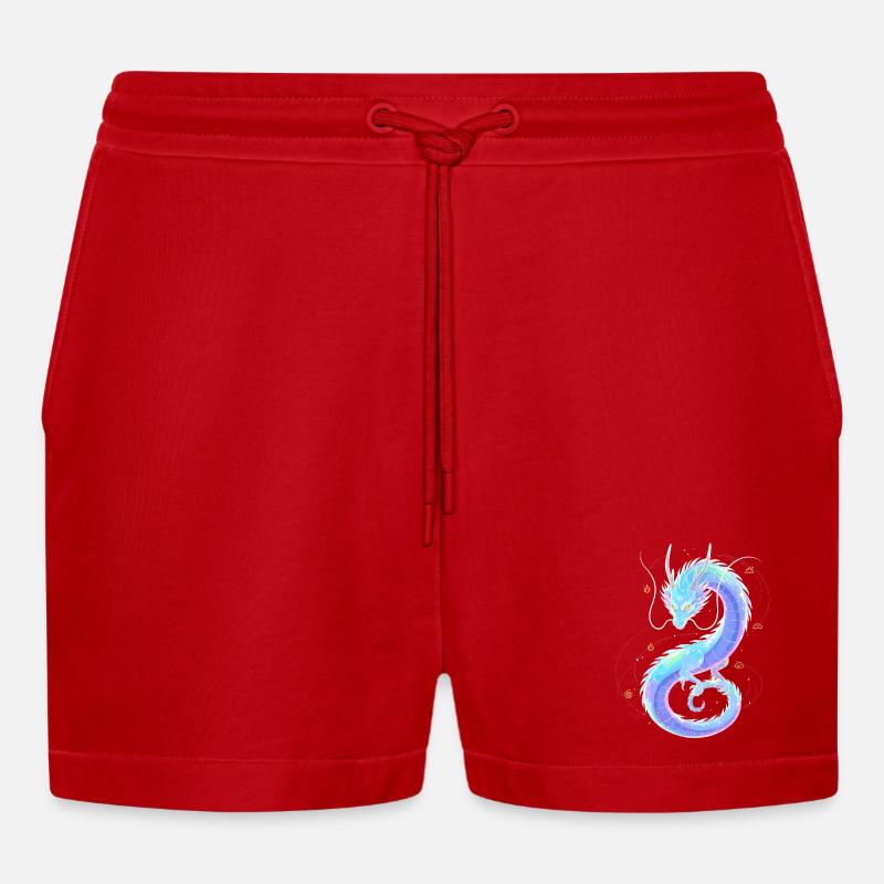 Mystischer Äther Drache | Soul Weaver - Organic Relaxed Cropped Shorts Made in EU - Rot