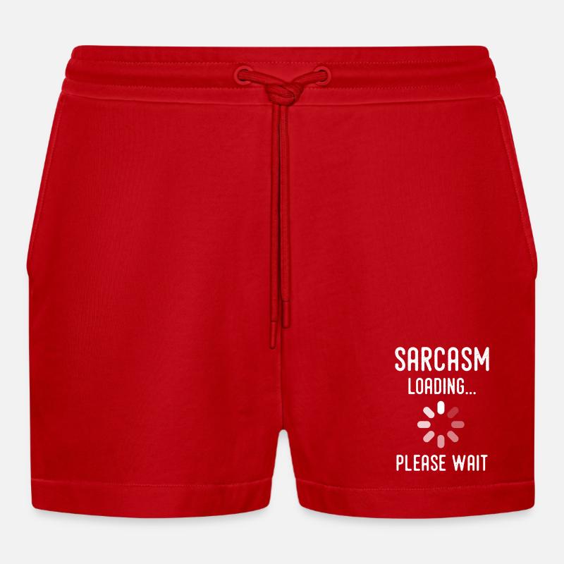 Sarkasmus Loading, bitte warten - Organic Relaxed Cropped Shorts Made in EU - Rot