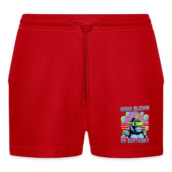 Birthday Gamer VR - Organic Relaxed Cropped Shorts Made in EU - Rot - Vorne
