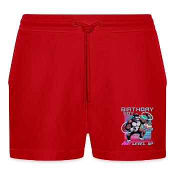 Birthday Gamer VR - Organic Relaxed Cropped Shorts Made in EU - Rot - Vorne