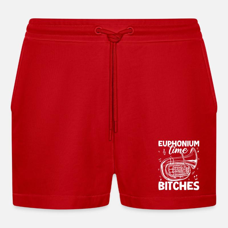 Baritone Player Time Bitches Euphonium - Organic Relaxed Cropped Shorts Made in EU - red