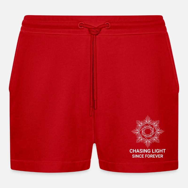 Chasing Light Since Forever - Organic Relaxed Cropped Shorts Made in EU - red