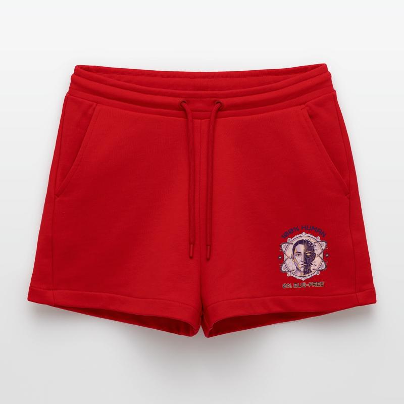 Human Glitch Code Organic Relaxed Cropped Shorts Made in EU