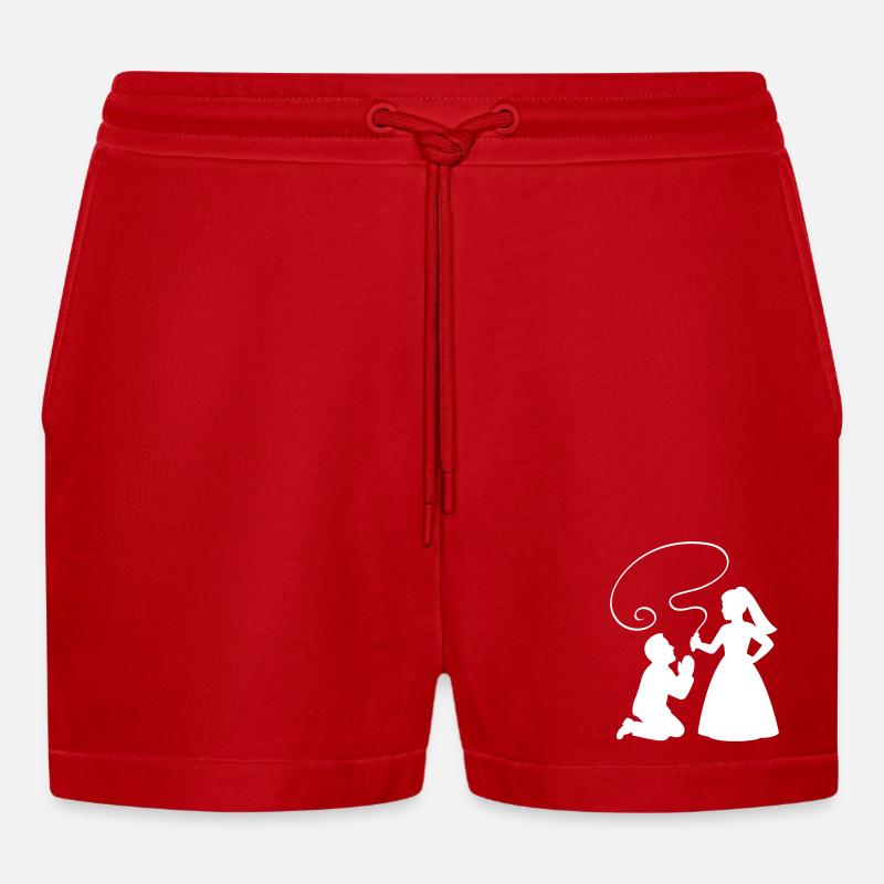 Brautpaar Ehepaar Peitsche - Organic Relaxed Cropped Shorts Made in EU - Rot