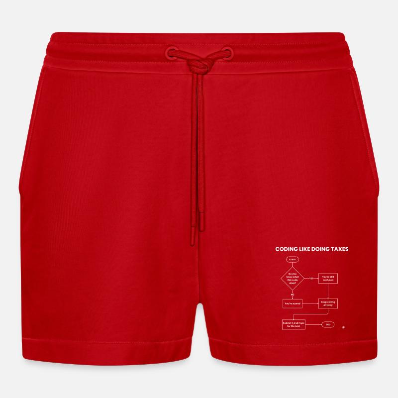 Codierung wie Steuererklärung – Hope Gift einreichen - Organic Relaxed Cropped Shorts Made in EU - Rot