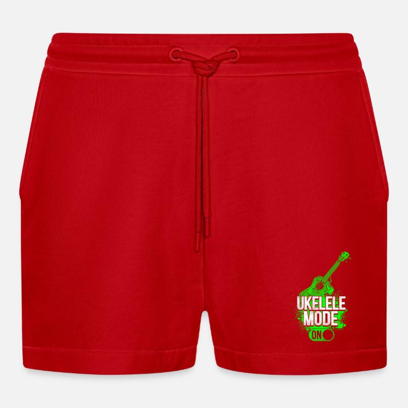 Hawaiian Ukulele Uke Ukulele Mode - Organic Relaxed Cropped Shorts Made in EU - Rot