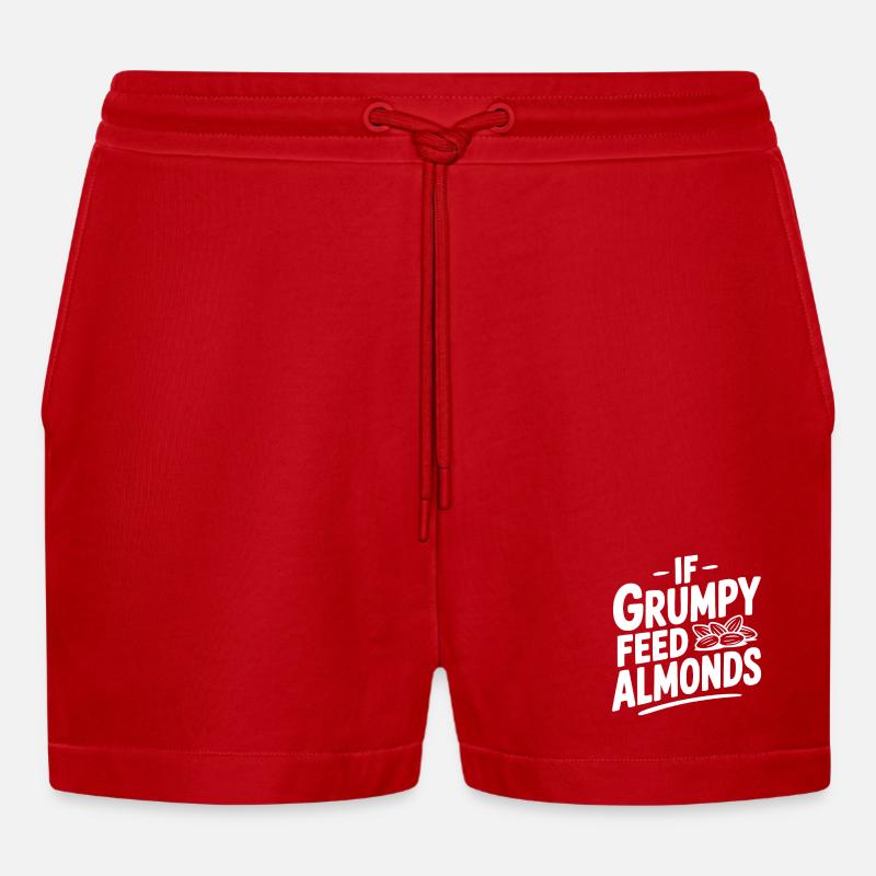 If Grumpy Feed Almonds - Organic Relaxed Cropped Shorts Made in EU - red