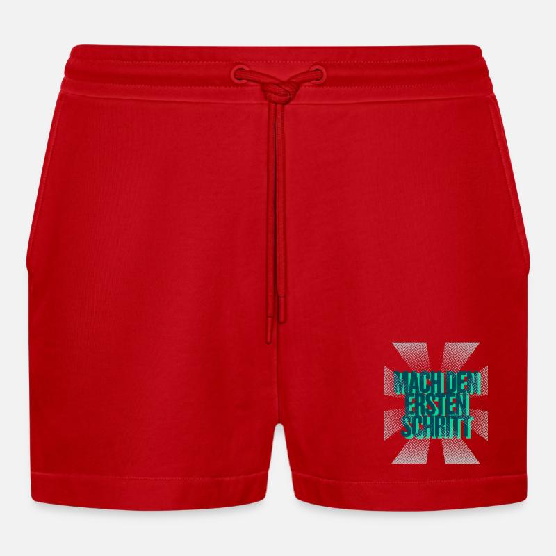 Mach den ersten Schritt – Mut Statement - Organic Relaxed Cropped Shorts Made in EU - Rot