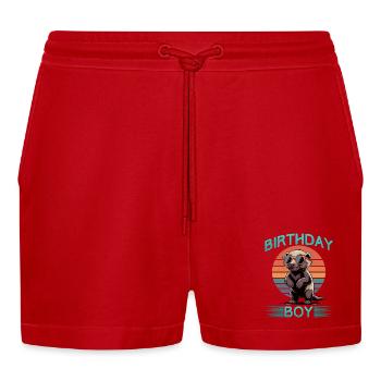 Funny Honey Badger - Organic Relaxed Cropped Shorts Made in EU - Rot - Vorne