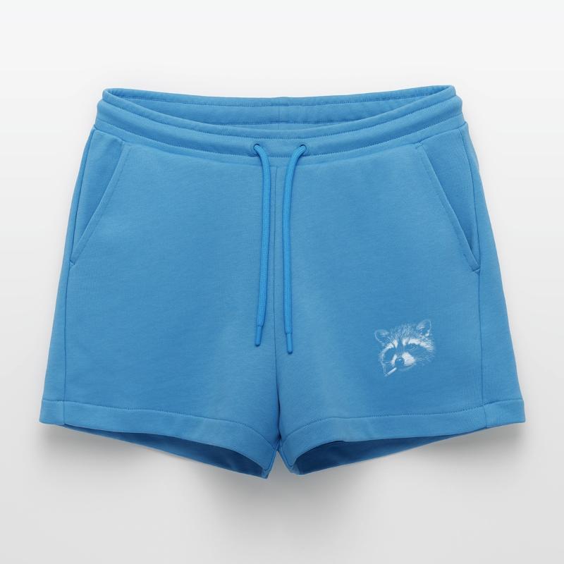 Rauchen, Zigarette, Waschbär raucht eine Zigarette Organic Relaxed Cropped Shorts Made in EU