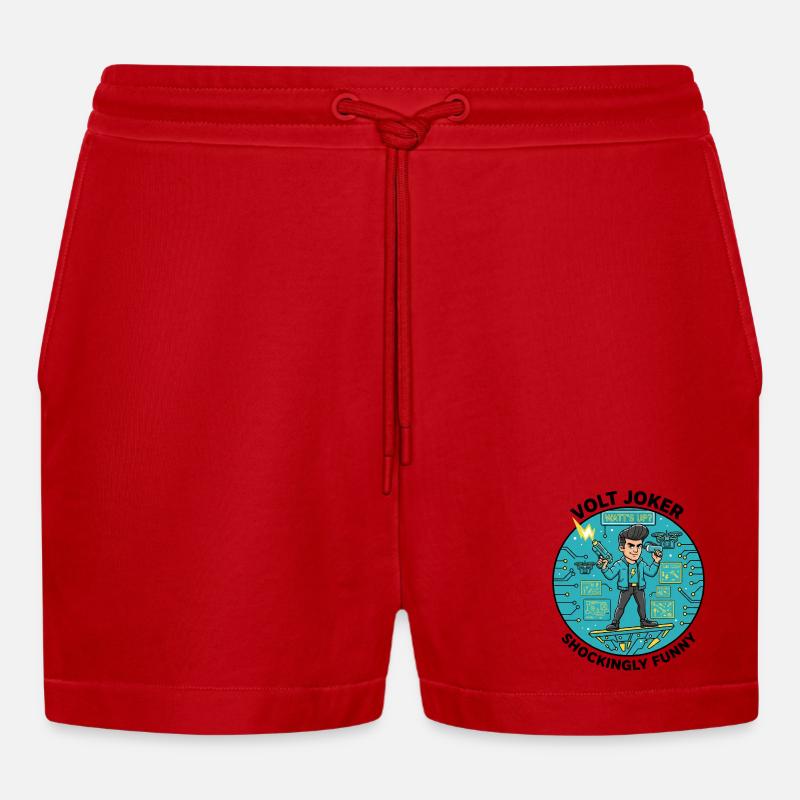 Watt's Up Elektronikheld - Organic Relaxed Cropped Shorts Made in EU - Rot