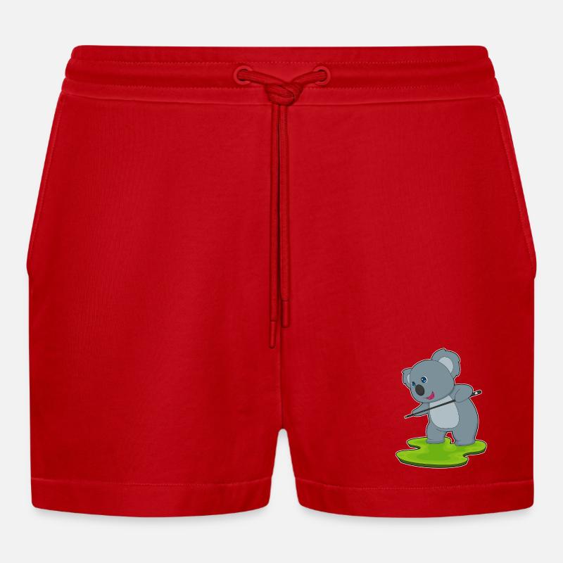 Koala Billiard Queue Sport - Organic Relaxed Cropped Shorts Made in EU - Rot