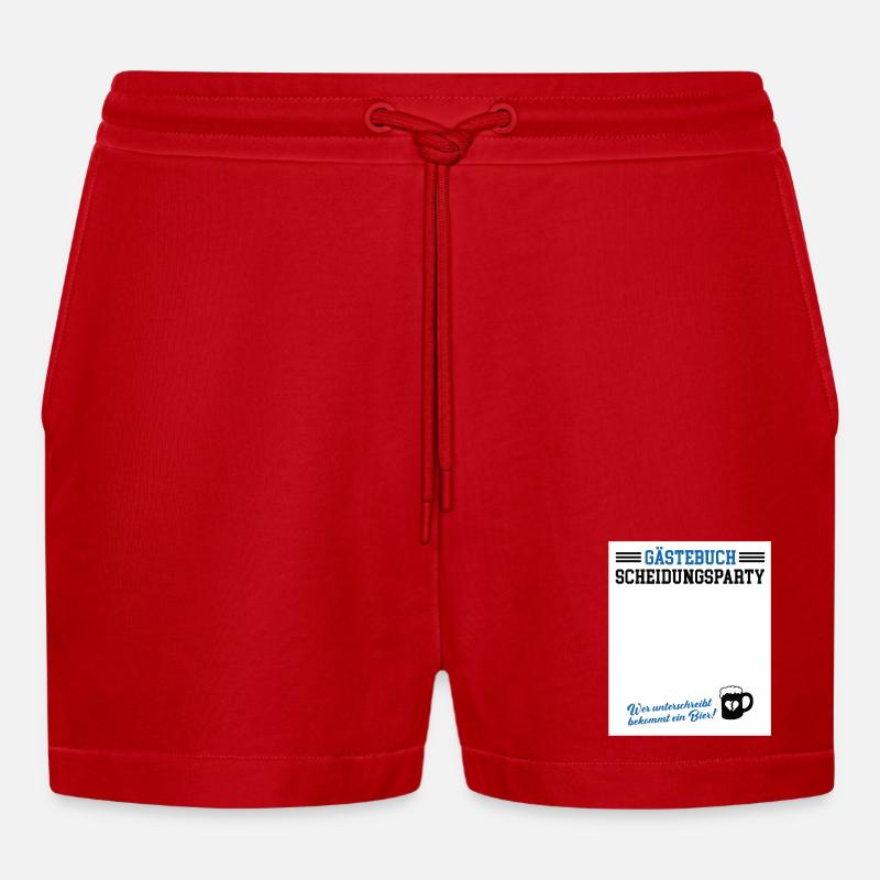 Gästebuch Scheidungsparty Geschieden Scheidung - Organic Relaxed Cropped Shorts Made in EU - Rot