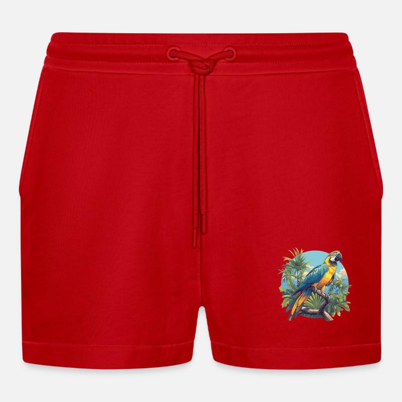 Macaw's Era - Organic Relaxed Cropped Shorts Made in EU - red