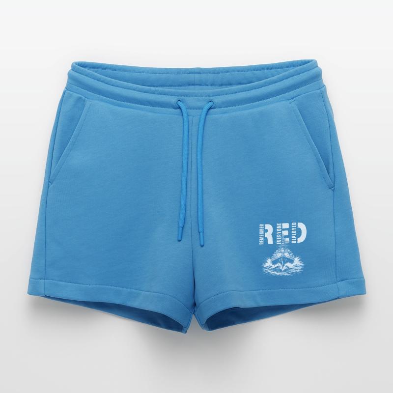 RED Remember Everyone Deployed Support Troops Organic Relaxed Cropped Shorts Made in EU