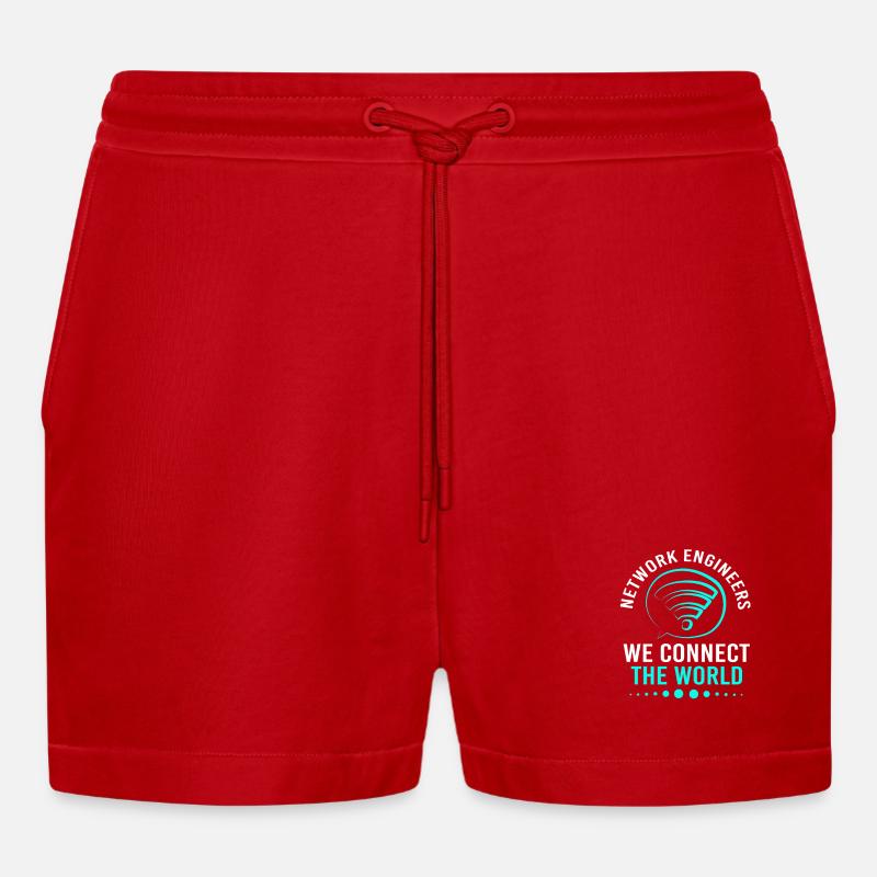 Network Engineer Programmer Computer Scientist - Organic Relaxed Cropped Shorts Made in EU - red