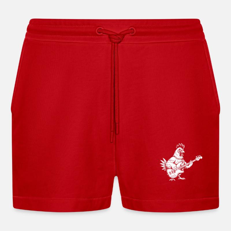 Cloud Forest Silhouette Mono - Organic Relaxed Cropped Shorts Made in EU - red