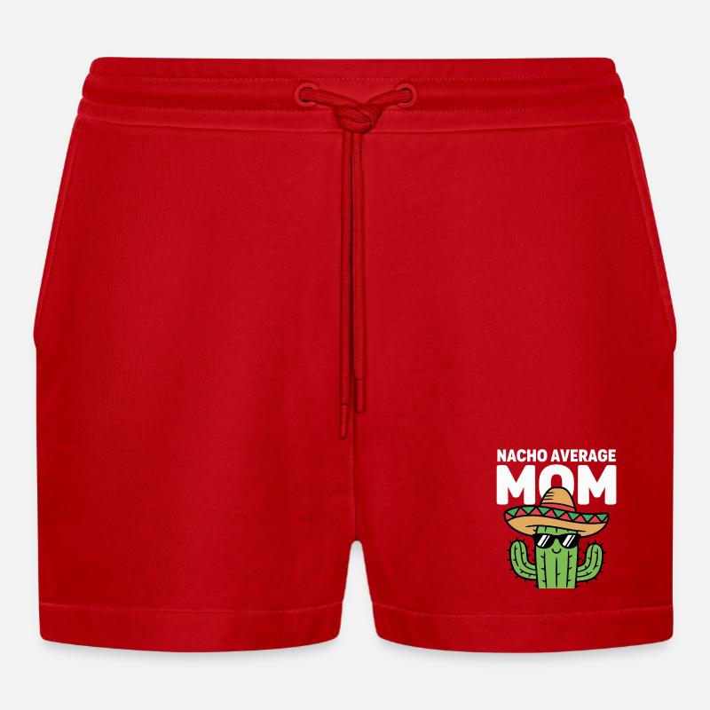 Nacho Durchschnitts-Mutter Lustige Kleinmahn - Organic Relaxed Cropped Shorts Made in EU - Rot