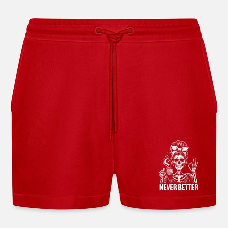 Kaffee, Kaffeetrinker, Kaffeetrinkerin, lustig - Organic Relaxed Cropped Shorts Made in EU - Rot