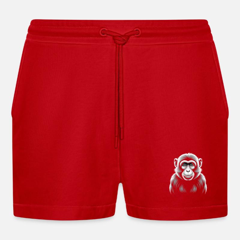 Monkey - Organic Relaxed Cropped Shorts Made in EU - red