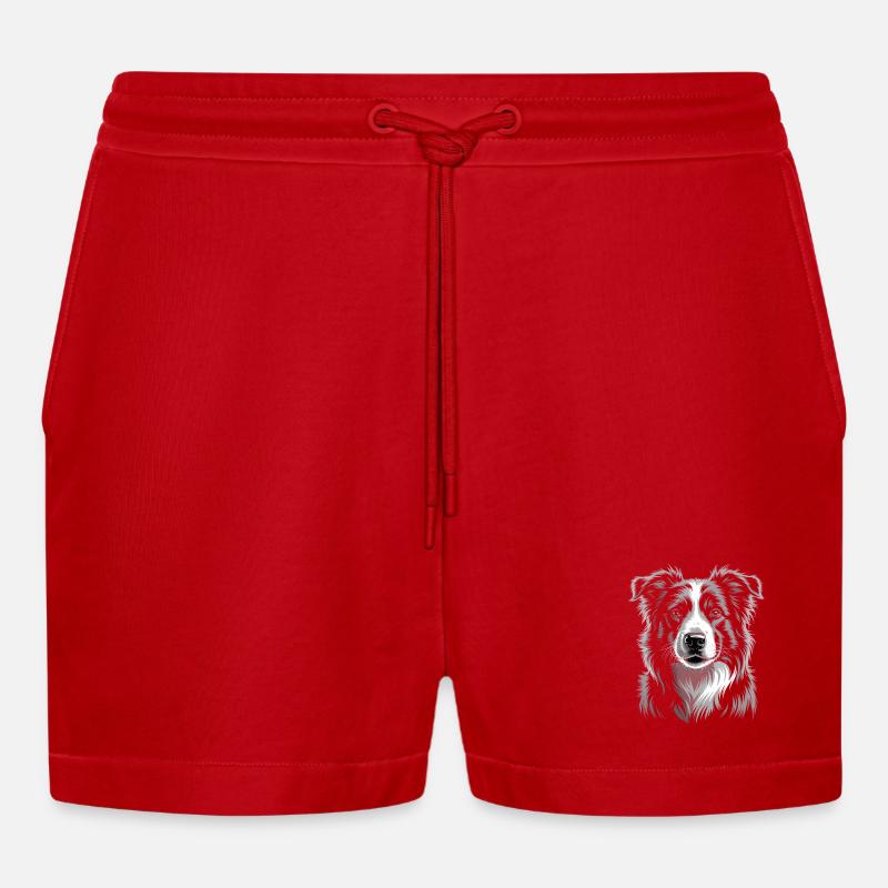 Boder Collie - Organic Relaxed Cropped Shorts Made in EU - Rot