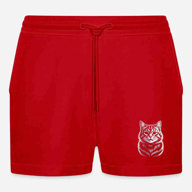 Britisch Kurzhaar BKH - Organic Relaxed Cropped Shorts Made in EU - Rot