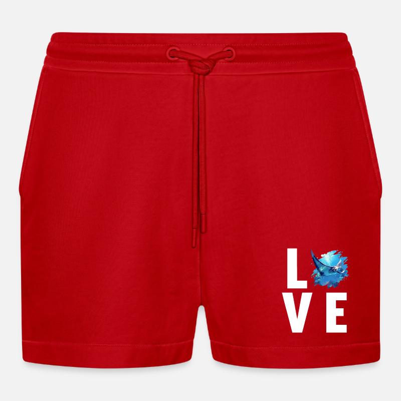 Rochen Mantarochen - Organic Relaxed Cropped Shorts Made in EU - Rot