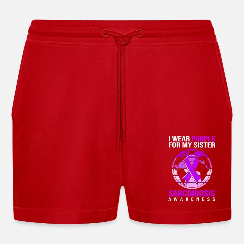 Sarkoidose Schwester - Organic Relaxed Cropped Shorts Made in EU - Rot